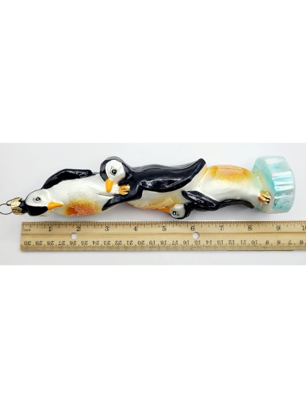 Radko ARTIC ANTIC Stacked Penguins Totem Glass Snow Christmas Ornament Large - Picture 8 of 9